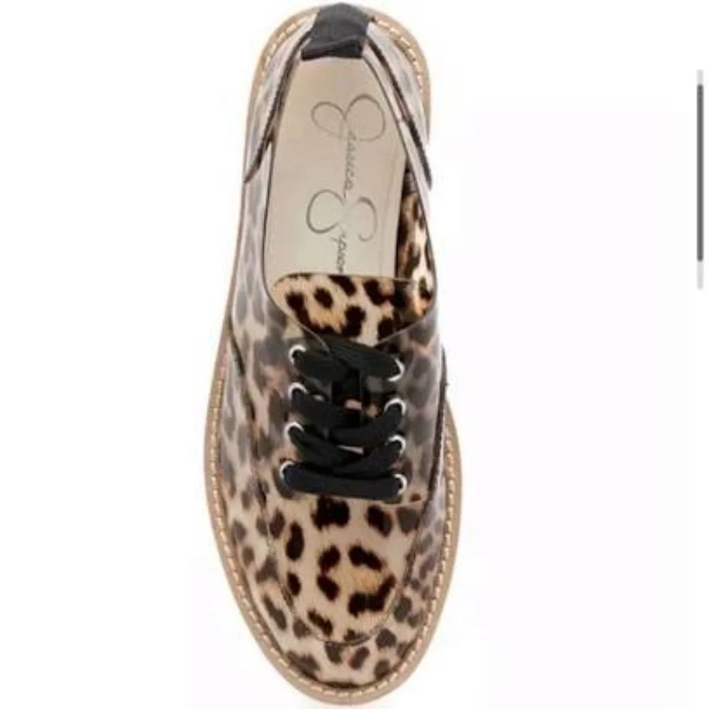 Jessica Simpson Giera Oxford Flat Natural Animal Platform Lace Up Size 7 - Picture 4 of 4